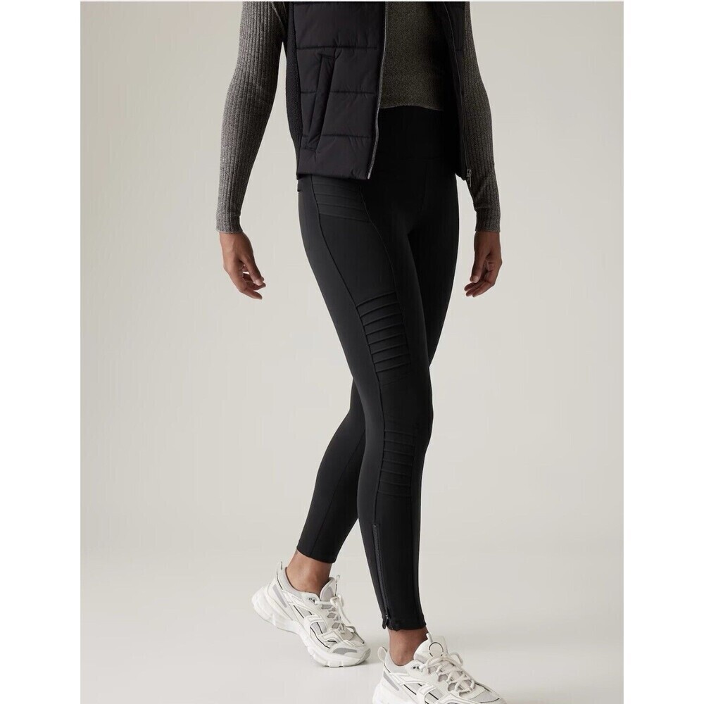 Athleta Delancey Moto Tight Black Size M Athleisure Running Gym Yoga